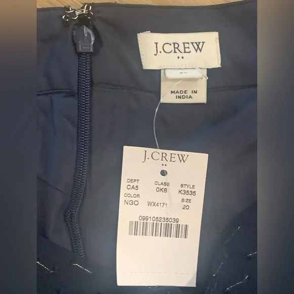 J. Crew ~ Navy & Gold Thread Lined Knee Length Skirt Size 20 - Picture 6 of 8